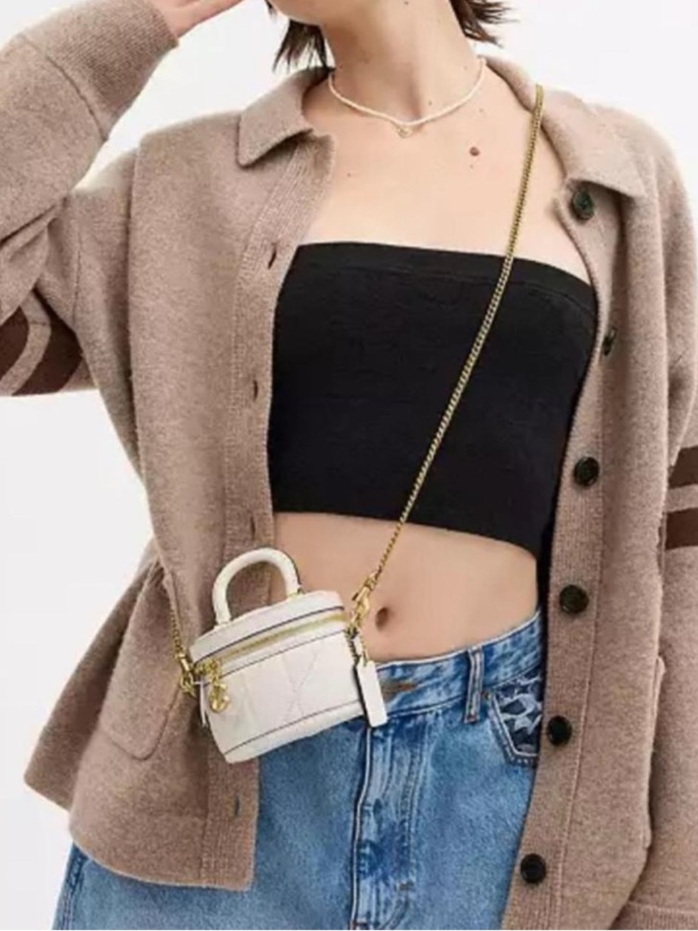 NWT🧸Coach Trail Mini Nappa Crossbody Bag 12 With Pillow Quilting in Chalk CU144 - Picture 3 of 7